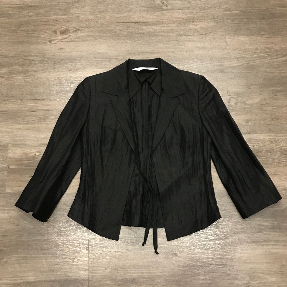 Max Mara Black Textured Linen Jacket US 4